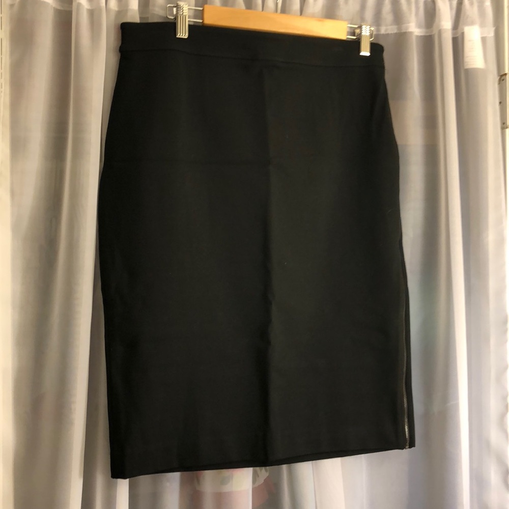 Black Pencil Skirt with Zipper Detail